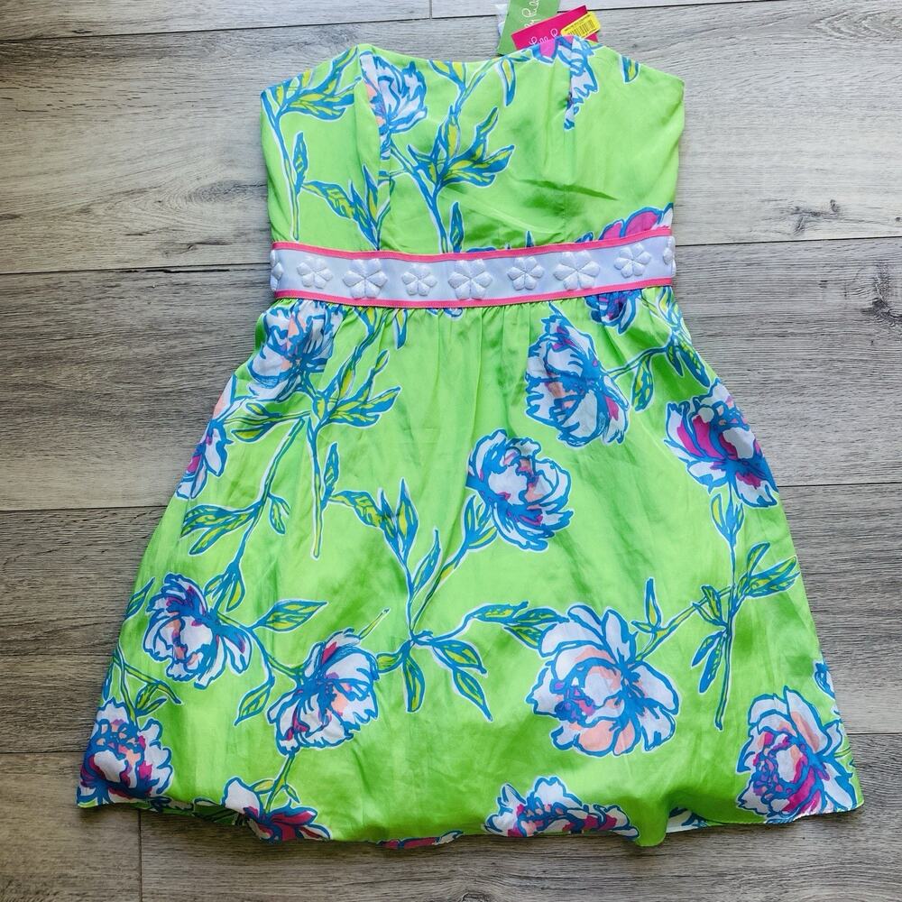 LILLY PULITZER LANGLEY Dress Womens Size 6 Fluorescent Silk Mini New NWT $258